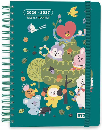 536448 Academic Diary Spiral Hard Cover 2026/2027 Weekly 12-Month 15x21cm Bt21