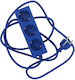Pedestal Power Strip 3 Sockets with 5m Cable Blue