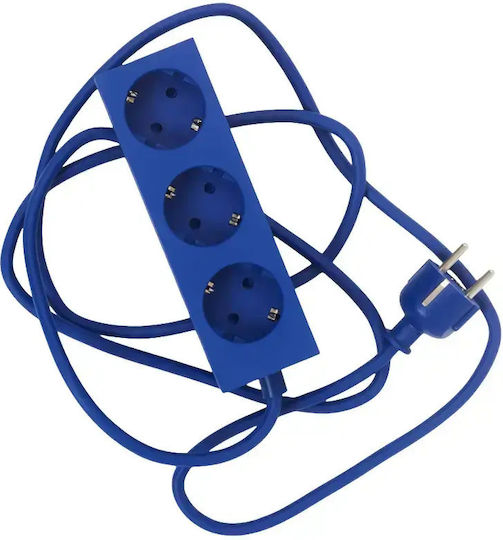 Pedestal Power Strip 3 Sockets with 5m Cable Blue