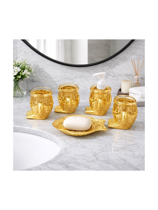 Galifas Set Accesorii Baie Plastic Auriu 5 Bucăți
