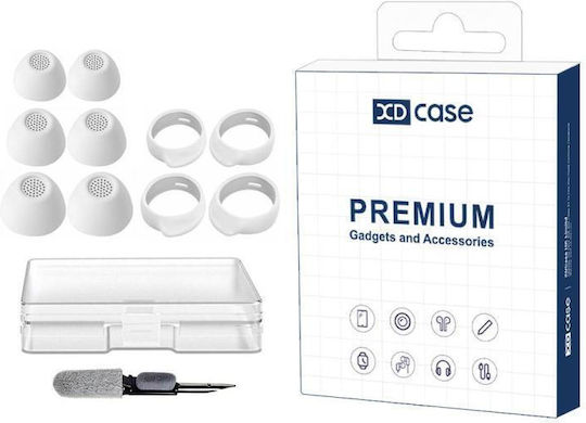 Samsung Galaxy Buds FE XDCase 3 Paare Silikon Ohrhörer Zubehör Mit Haken Größe S M L Reinigungsbürste Zufällig Weiß