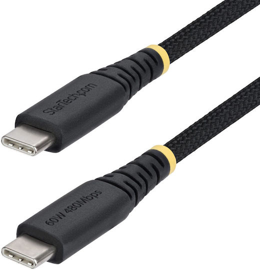StarTech USB 2.0 Cable USB-C male - USB-C 60W PD Μαύρο 0.15m USB2CC15CMNCBR
