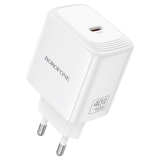 Borofone Wireless Charger GaN With USB-C Port 40W Power Delivery Quick Charge 3.0 White (BN33 Fuente)