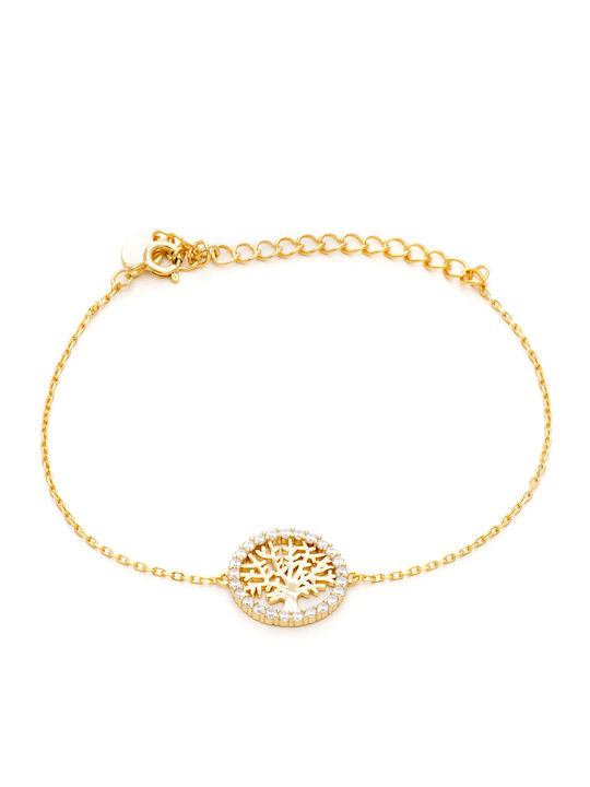 Prince Silvero Women's Gold Plated Silver Chain Bracelet with Zircon
