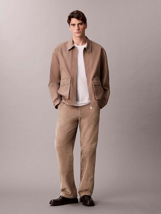 Men's Chino Elastic Relaxed Fit Brown Trousers