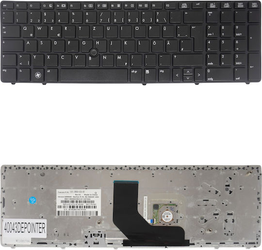 German Laptop Keyboard HP Elitebook 8560p 8570p 8560b 8760w 8770w Probook 6560p 6560b 6565b 6570b 6567b 6575b V118878cs2 701987-041 641180-041 DE With Pointer Black Code 40043depointer