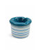 Handmade Windproof Porcelain Blue Petrol Striped Ashtray 10x8 Cm Erato