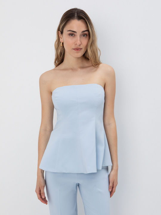 Toi&Moi Women's Strapless Light Blue Blouse