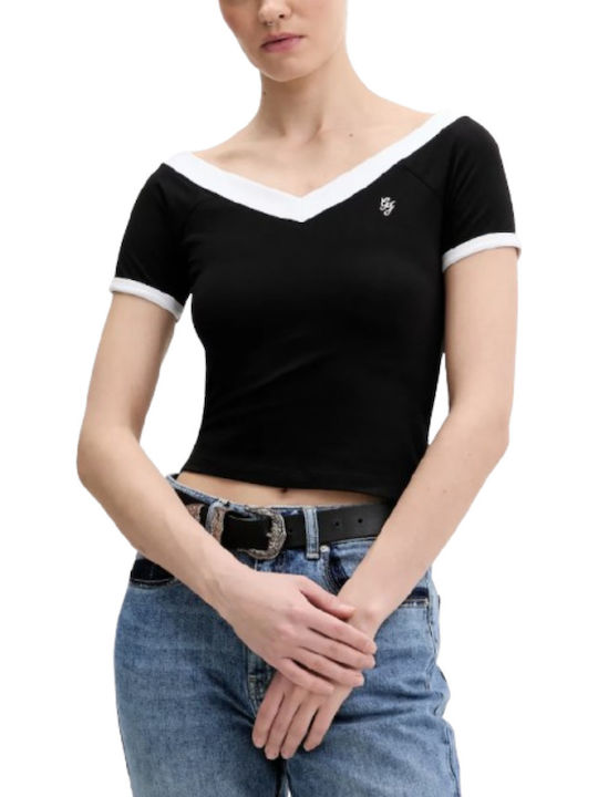 Guess Women's Cotton Off-Shoulder Top with V-Ne...