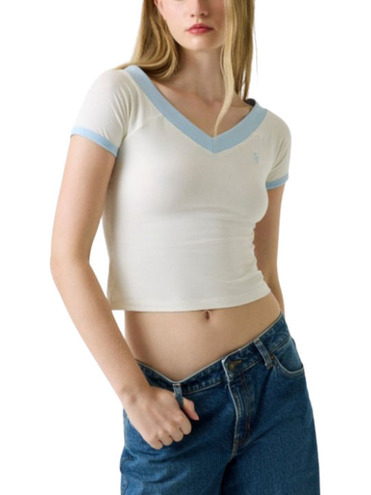 Women's Off-Shoulder Blouse with V-Neckline White