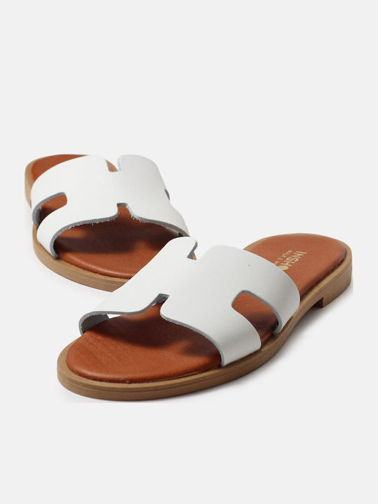 InShoes Sandale Casual Damă Din Piele Albe
