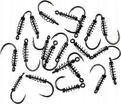 Set 20 Fishing Hooks Bait Spring Black 10#