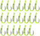 Set 20 Fishing Hooks Spring Fluorescent Yellow Bait Size 10#