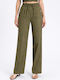 Women's Fabric Trousers with Rubber Band Green