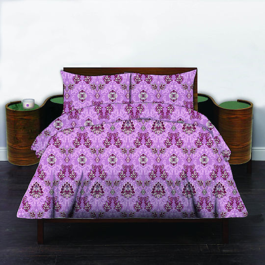 Cotton Duvet Cover Set 220x240cm Double with 2 Pillowcases Pink
