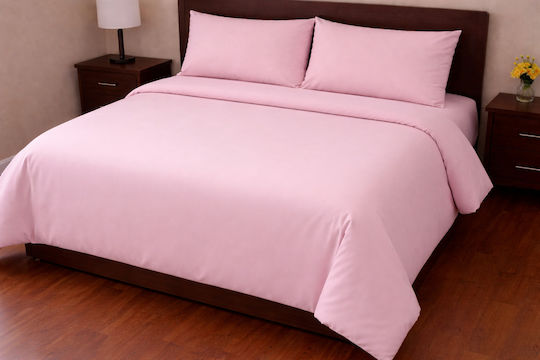 Cotton Duvet Cover Set 220x240cm King Size with 2 Pillowcases Pink