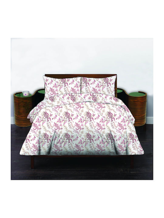 Set Cotton Duvet Cover 220x240cm Super Double with 2 Pillowcases White