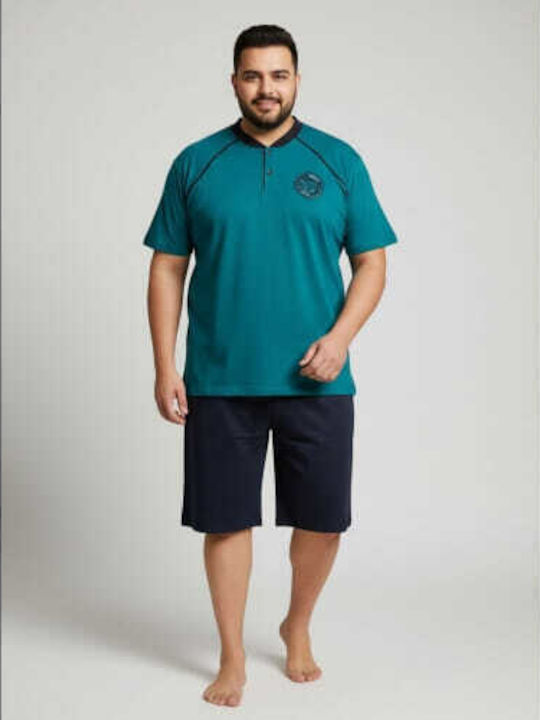 Rimoli Plus Size Sommer Herrenpyjama Petrol