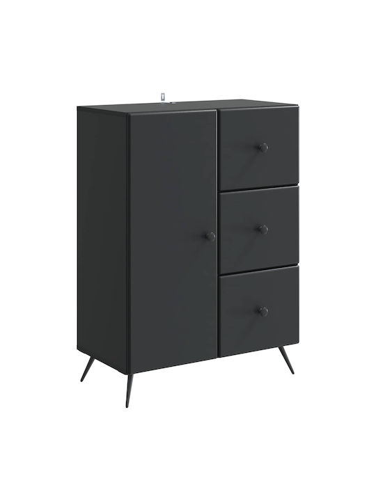 Bufet Din Lemn cu Sertare Negru 66x34.5x90cm