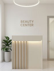 Birou Recepție Karibu Din Pal Melaminat Finisaj Nisip Iluminare Led – Modern Sofisticat 90 X 40 X 110.3 Cm Uuorg73