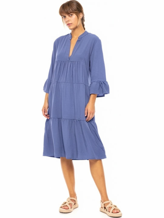 Pink Label Γυναικείο Καφτάνι Παραλίας Cosmos Blue