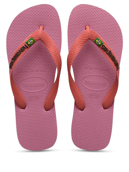 Havaianas Șlapi Brasil Logo Roz