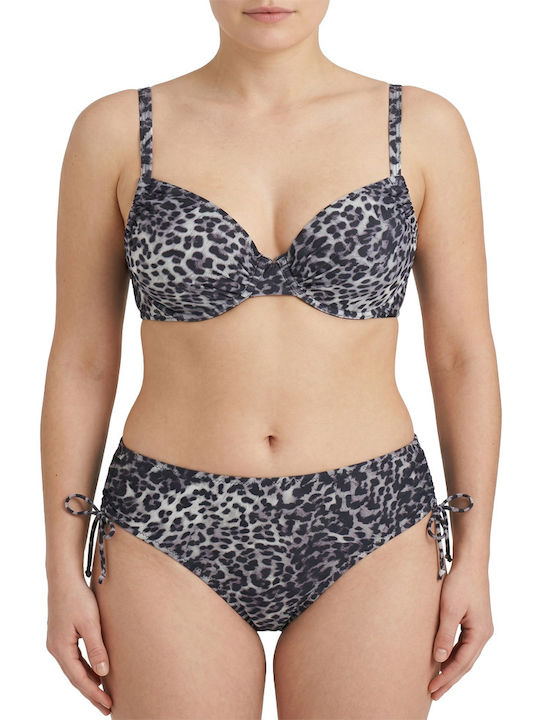 Plus Size Γυναικείο Μαγιό Bikini Μπανέλα Flexfit Cups Λεοπάρ-μαύρο