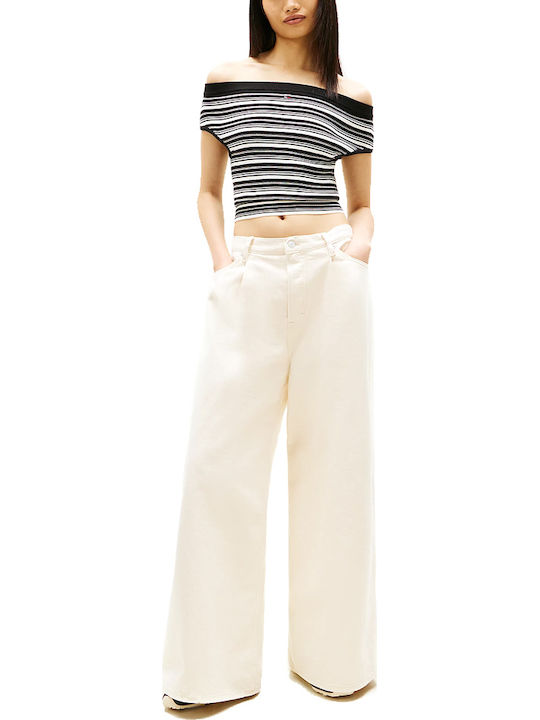 Tommy Hilfiger Women's Jean Pants in Loose Fit Ecru