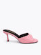 Pantofi Mules Din Lac Cu Toc Roz
