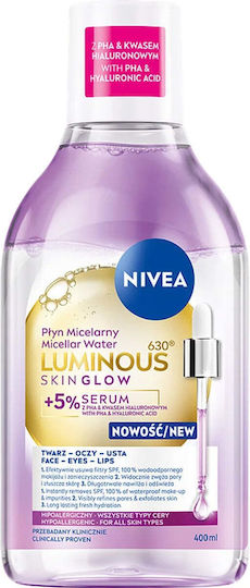 Nivea Luminous630 Skin Glow Micellar Water Facial Cleanser for Brightening and Oil Control 400ml