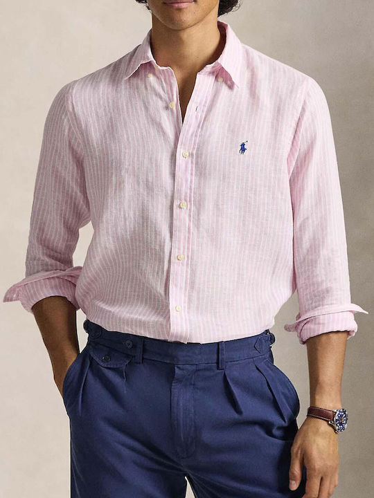 Ralph Lauren Μακρυμάνικo Λινό Πουκάμισο Ροζ