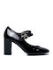 Lackleder Pumps Mit Riemen Schwarze