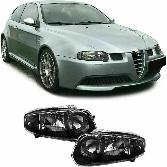 Front Headlights Set Alfa Romeo 147 01-04 Black Gta H7 H7 H1 Tyc 60698931-60698927