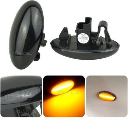 Πλαϊνά Φλας Φτερού Peugeot 107 1007 206 307 407 4007 607 Partner Citroen C2 C3 Xsara Toyota Aygo Led Dynamic Smoke 2 Τεμάχια