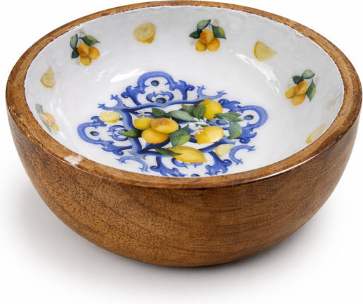 e-exoplismos Round Wooden Serving Bowl with Diameter 10cm