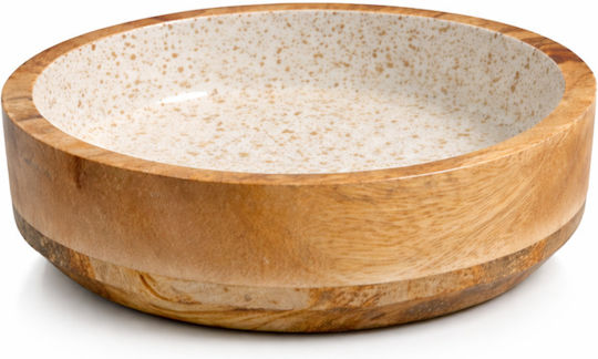 e-exoplismos Serving Bowl Round Wooden White With Diameter 20cm
