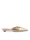 Leather Mules With Heel In Gold Colour