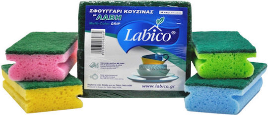 Labico Super Kitchen Sponges Reinforced Handle Fiber 4 Pieces Haccp 20855 4 Pcs
