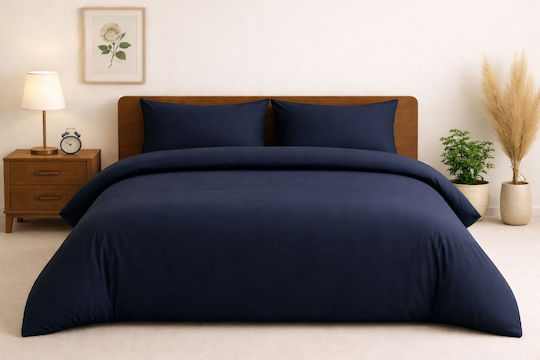 Double Coverlet Set Cotton Blue 220x240cm 3 Pieces