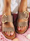 Leder Flache Sandalen Für Damen Braun