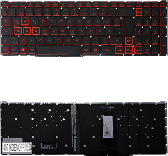 German Laptop Keyboard For Laptop Acer Helios 300 Ph315-52 Ph317-53 Ph317-52 Nitro 5 An515-54 An515-55 An515-43 An517-51 An715-51 Pk132k11a03 Acm18k3u4 De No Frame Backlit Red Code 40716denofrred