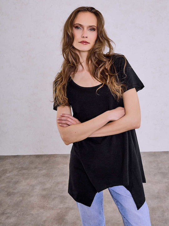 Celestino Bluza Damă Asimetrică Croială Loose Fit Neagră