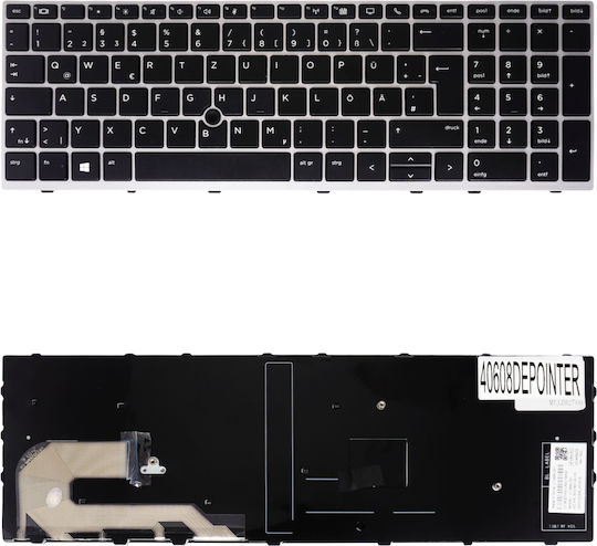 German Laptop Keyboard For HP Zbook 15u G5 8pw98pa 1y3j3us 15u G6 2zc06ea 2zc05ea Elitebook 850 G5 850 G6 755 G5 L17971-071 De Pointer Black Silver Frame Code 40608depointer