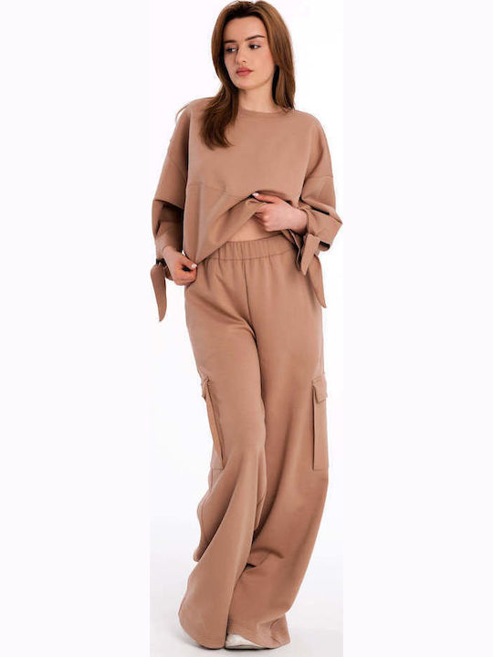 Bluza Damă Bumbac Mânecă Lungă Bej