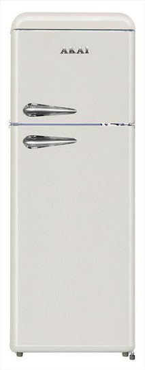 Akai Proffesional Retro Doppeltür-Kühlschrank 208lt Höhe 147xBreite 54,5xTiefe 58,5cm Beige CLASS241KCR