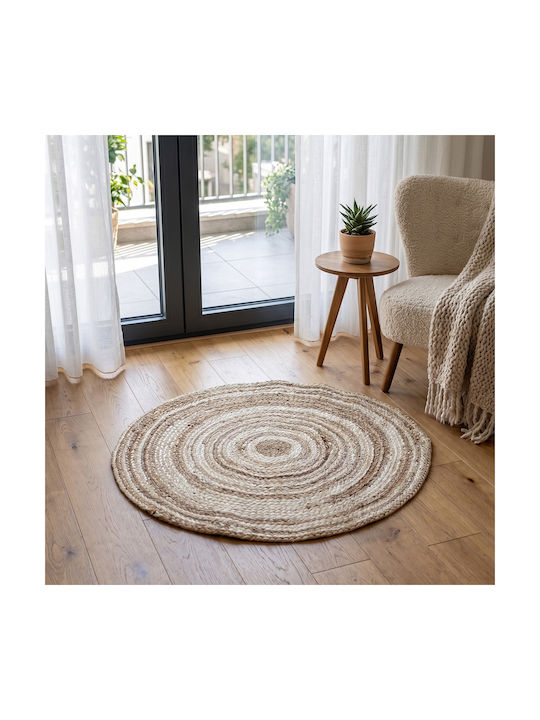Ravelia Round Jute Beige Rug Φ60cm