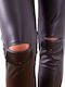 Pantaloni Dama Din Piele Slim Fit Maro