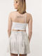Linen High Waist Mini Skirt Gray