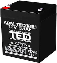 Ted Electric Agm Оловна Батерия 12v 5ah 90 70 101mm Клема 2