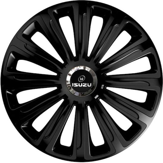 Car Wheel Hubcaps Versaco 14" Trend Rc Black Cbx 3d Metal Logo Isuzu 4 Pieces